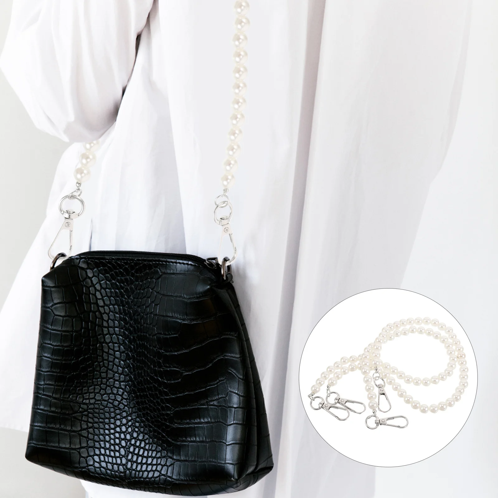 

2pcs Vintage Pearl Waist Chain For Women Handmade Adjustable Body Jewelry Lightweight Belt Chain For Bag Purse Strap Beach