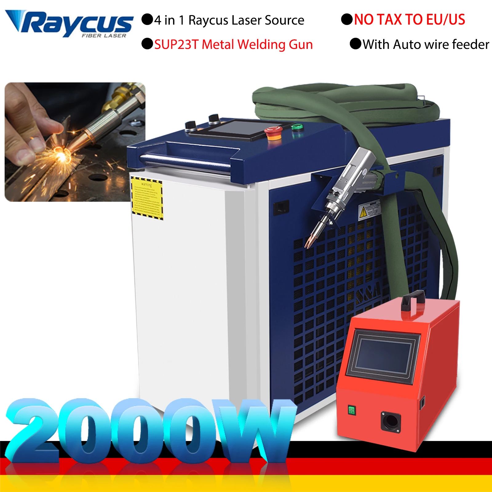 

[DDP TO USA] 2000W Laser Welder Handheld Raycus Fiber Laser Welding Cleaning Cutting Machine Seam Cleaning S&A Water Cooling