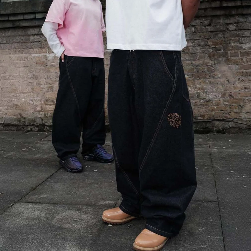 Spodnie jeansowe Mertra, haftowane, luźne, z prostymi nogawkami, w stylu amerykańskim streetwear, hip hop, codzienne, bawełniane, dżinsowe, młodzieżowe, długie, do skateboardingu.