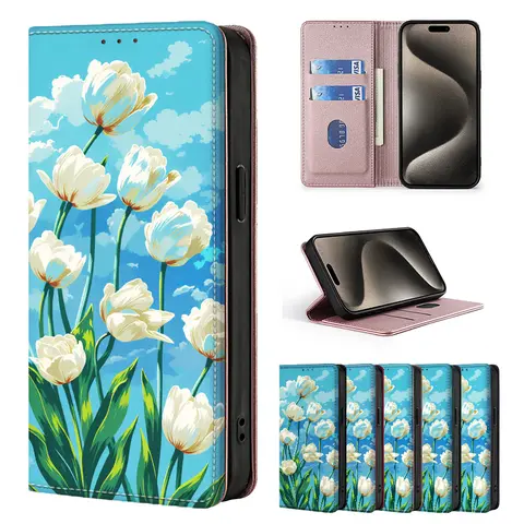 Fashion PU Leather mini Wallet Phone Case for Samsung S5 S6 S7 S8 S9 S25 S26 Edge 5G FE Flip Ultra Plus Cover Magnetic Power Bag