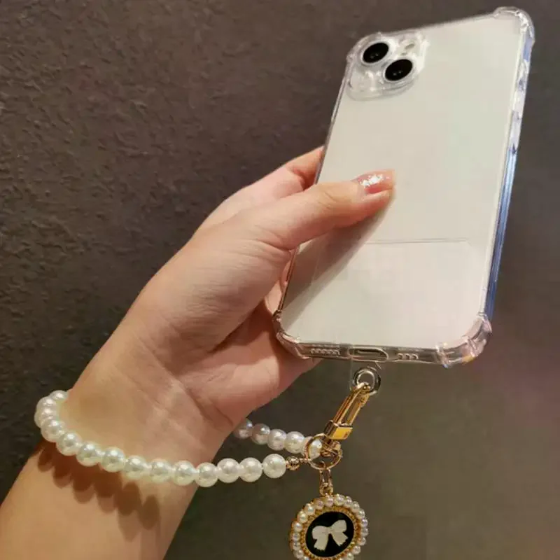 Simulation Pearl Keychains Love Flower Pendant For Bag Car Doll Pendant Beaded Key Charm Decoration For Women Mobile Phone DIY