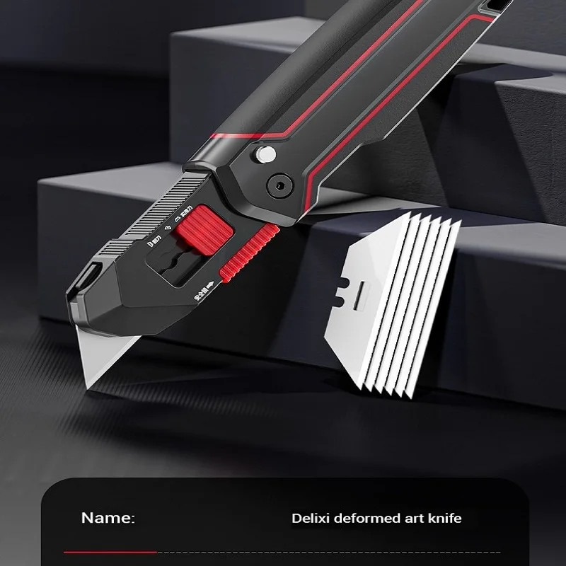 2-in-1 Utility Retractable Heavy-duty Practical Scraper/Art Knife,One Click To Replace Blade,Rubber Handle Multifunctional Tool