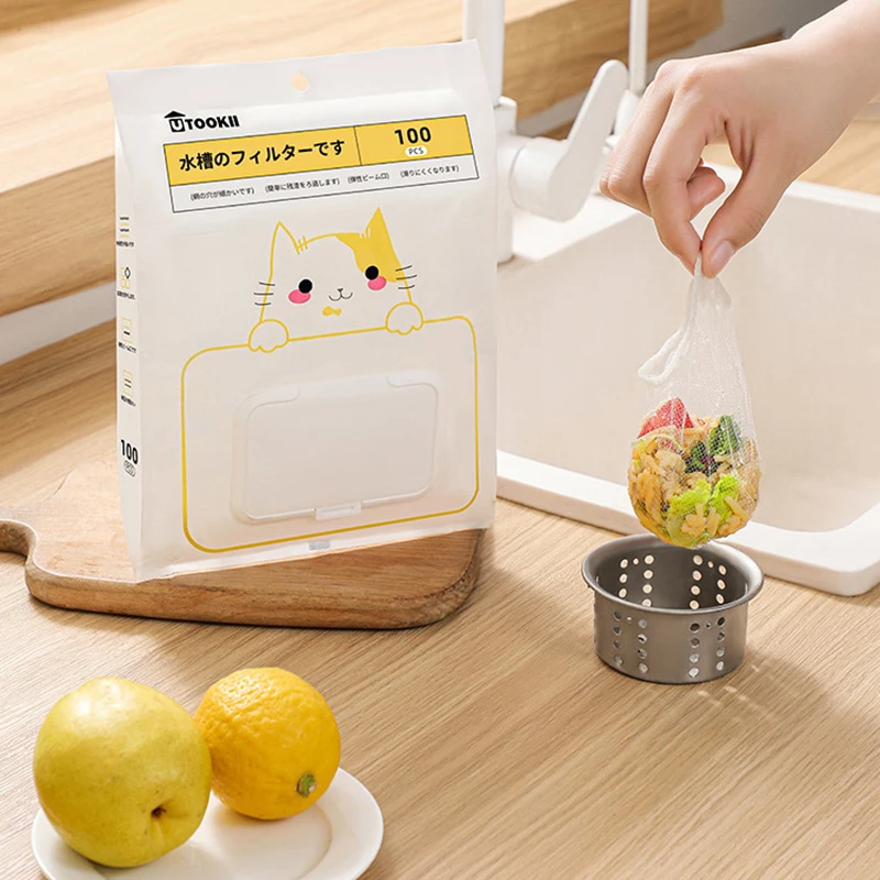 

100Pcs Disposable Kitchen Sink FilterMesh Sewer Garbage Filter Meal Residue Pool Mesh Bag Drainage Screen Sink Garbage Net