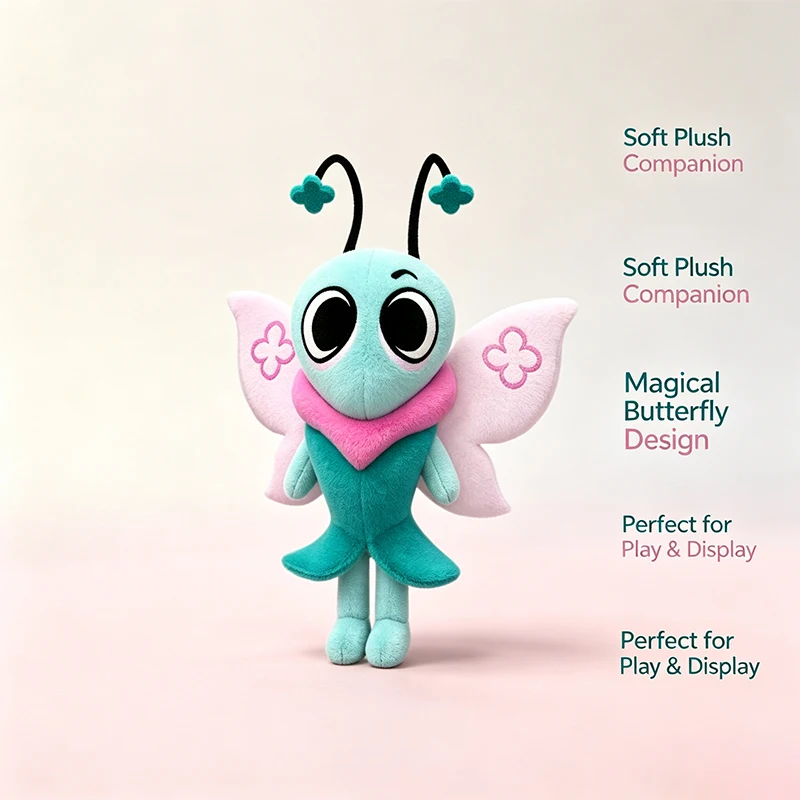 New 33-35cm Plush Cute Dandy Butterfly Stuffed Horror Game Plushie Soft Pillow Children Gifts Doll