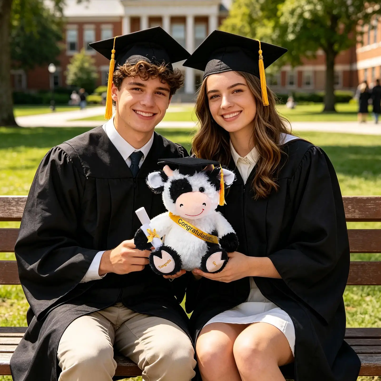 

Cow Plush 9 Inch Soft Cute Collectible Figure With Hat Graduation Plush For School Preschool Grade College High School