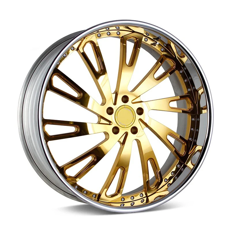 for 2-piece Customized Luxury Gold Forged Car Wheels 18 19 20 21 22 23 24 26 Inch Chrome Lip Multi Spokes Wheels For Chevrolet