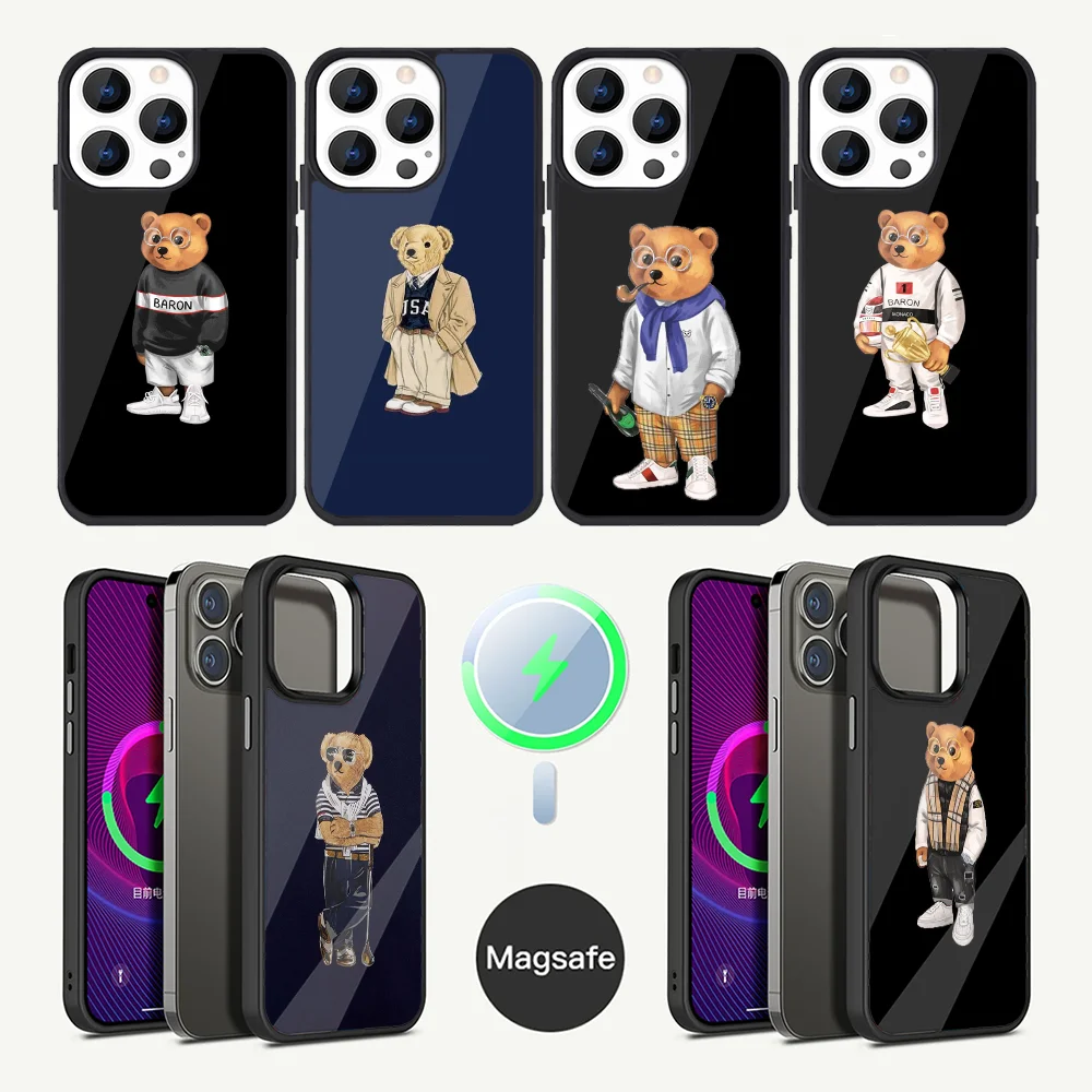 B-Baron F-Filou Bear Fashion Phone Case For iPhone 16,15,14,13,12,11,Plus,Pro,Max Mini Magsafe Magnetic Wireless Charging