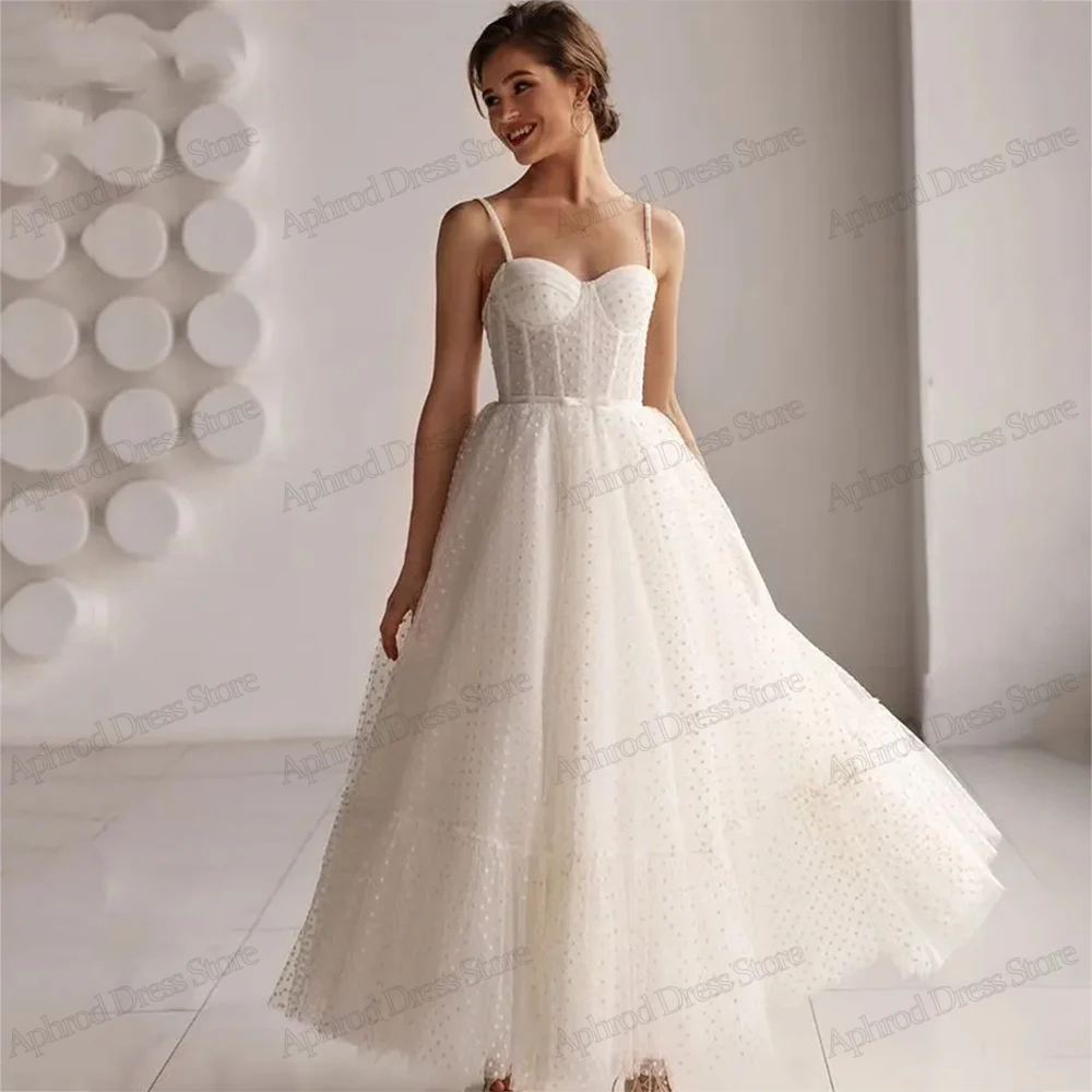 Graciosa A-Line Tulle e vestidos de noiva, vestidos de baile, vestidos nupciais, Spaghetti Straps, Backless, 2024