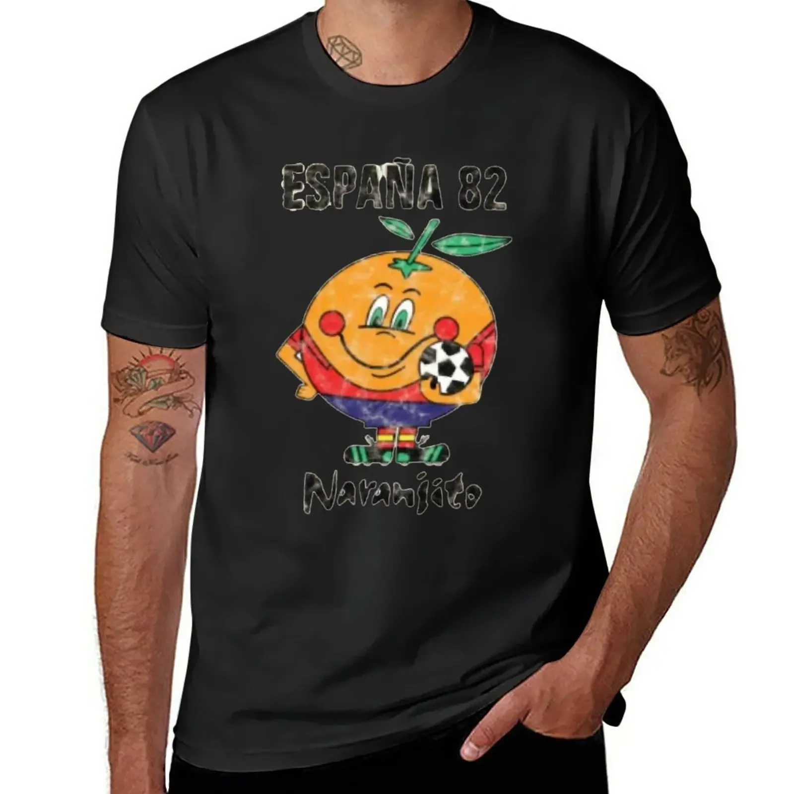 funny t shirts quick-drying t-shirt aesthetic clothes t shirts men New ESPA?A 82 NARANJITO RETRO T-Shirt  COTTON 2024 men