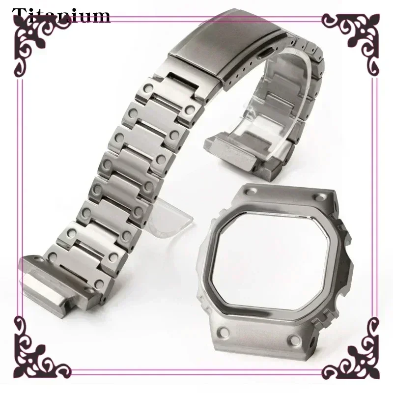 5600 Titanium Case Engraved Bezel Strap for Casio  Series 5600  Camouflage Sports Accessories for Dw 5600 5000 5035 Mod Kit
