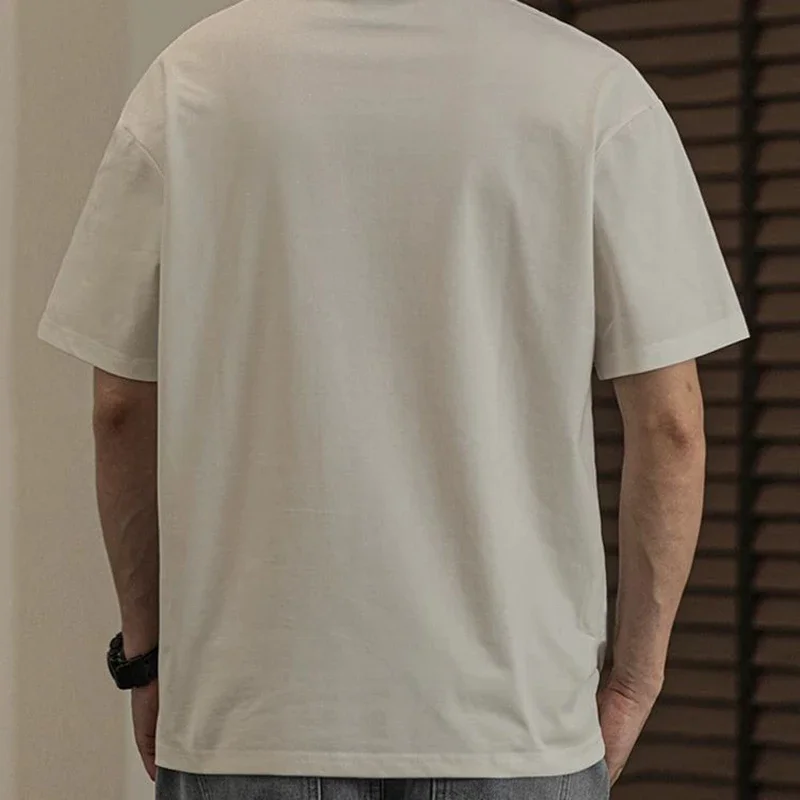 LIBIELIY موضة س الرقبة كل مباراة تقسم مخطط تي شيرت ملابس للرجال 2025 صيف جديد فضفاض بلايز عادية كم قصير فاسق Te #6