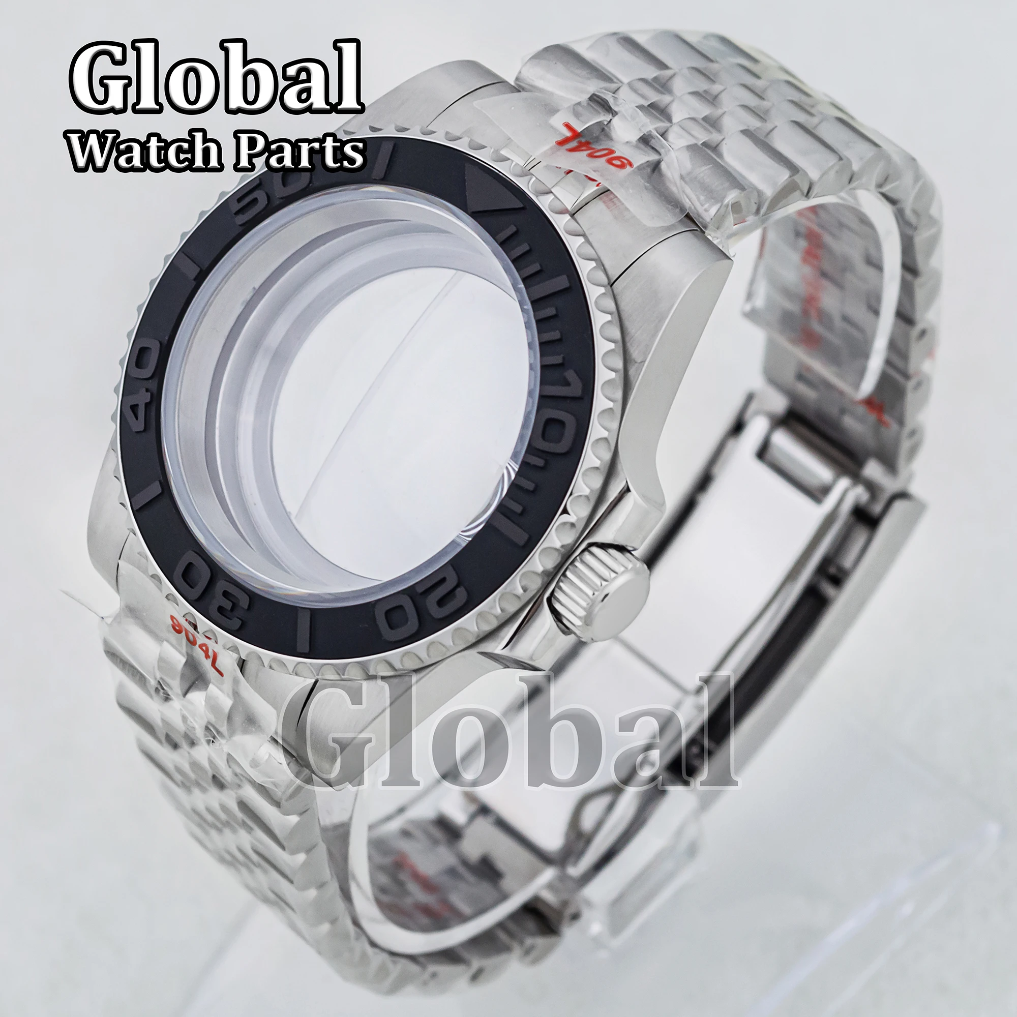 Stainless Steel NH35 Watch Case for SUB GMT Glass Bottom Solid Strap 5ATM Waterproof Modification Watch Parts Fit NH36 Movement