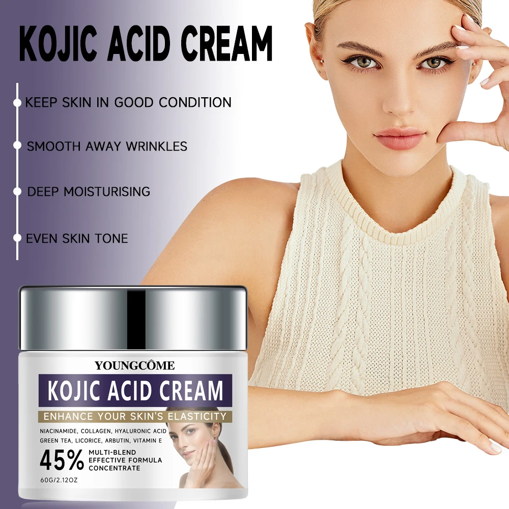 YOUNGCOME Kojic Acid Face Cream Containing Collagen Hyaluronic Acid Improves skin Dark Skin Moisturizes Fade Fine Lines