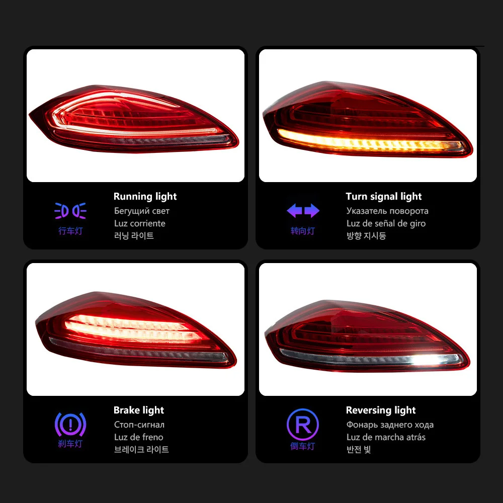 Car RGB Rear Lights For 2010 2011 2013 2013 Porsche Panamera Led Tail Lights 970 970.1 Modified Accessories