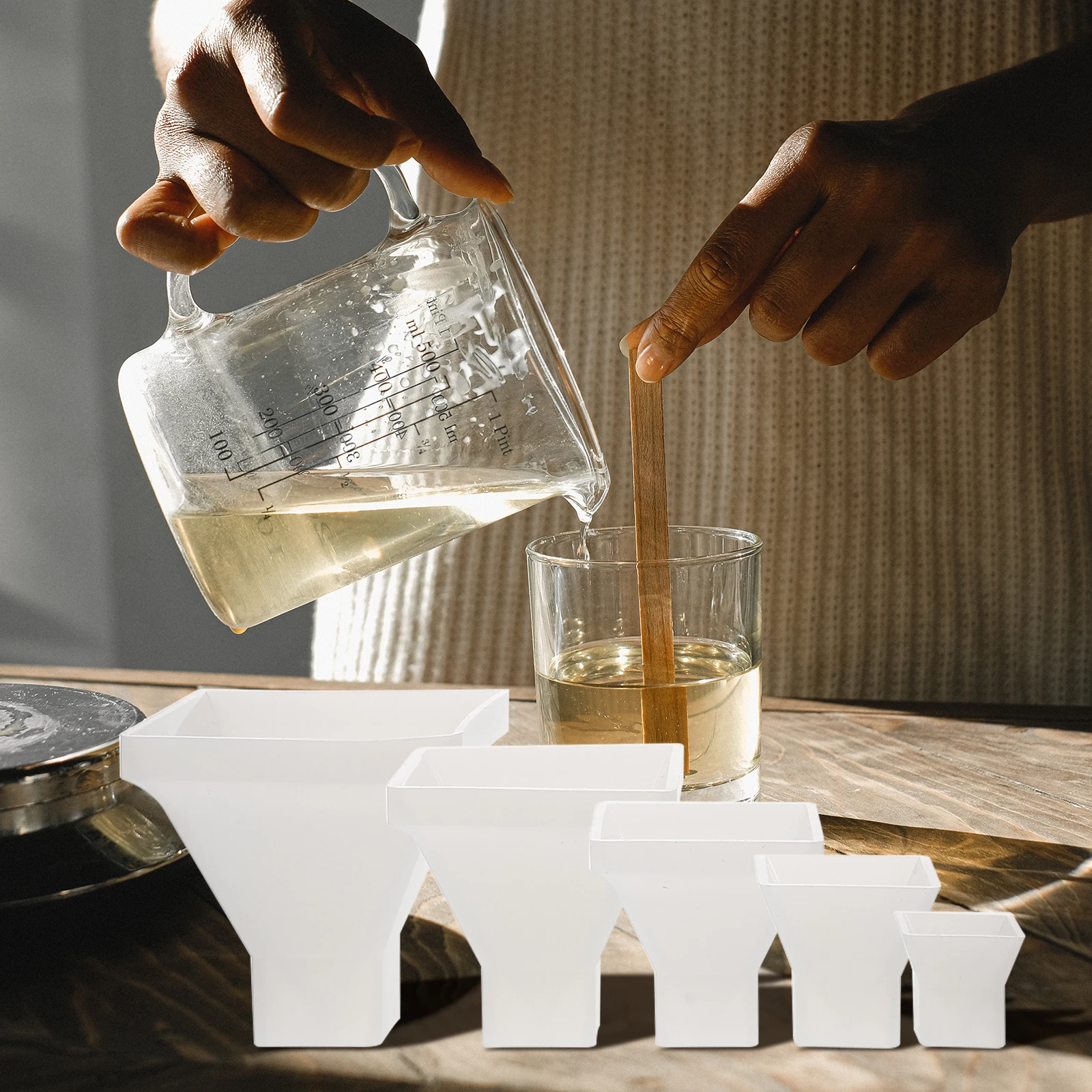 

5 Pcs Crystal Epoxy Mold DIY Craft Silicone Making Pyramid Molds Mould Moulds Ornament Casting