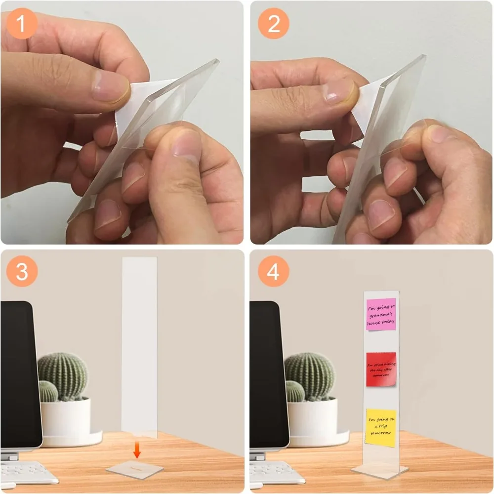 لوحة مذكرة وشاشة أكريليك قابلة للفصل وحامل لوحة رسائل مذكرة بواسطة شاشة الكمبيوتر وحامل مذكرة لاصق ولوحة رسائل تذكير fo #4