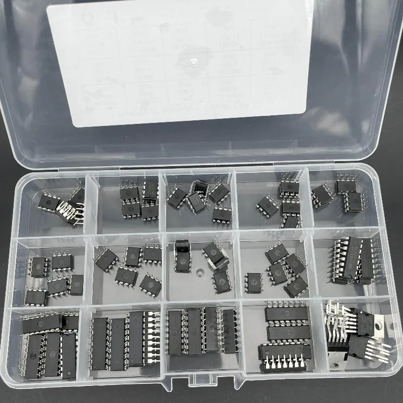 15 kinds of 75 LM358 in-line LM386 ULN2003 LM324 NE555 integrated circuit IC chip pack box
