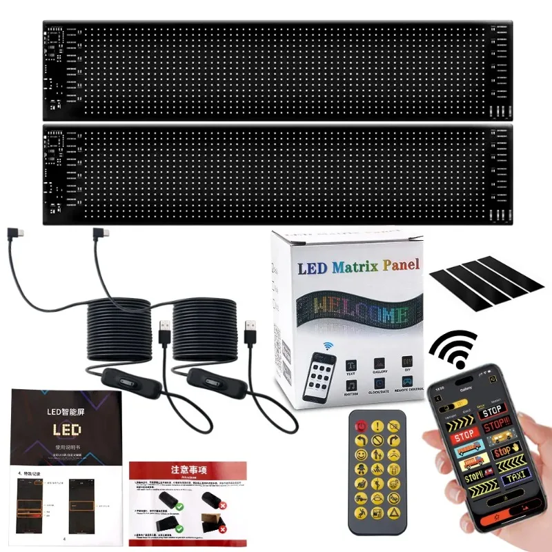 2PCS Devil Eyes Light Car Window Flexible LED Display Screen Matrix Pixel Panel Demon Dynamic Eye Light for Car Truck Windshield