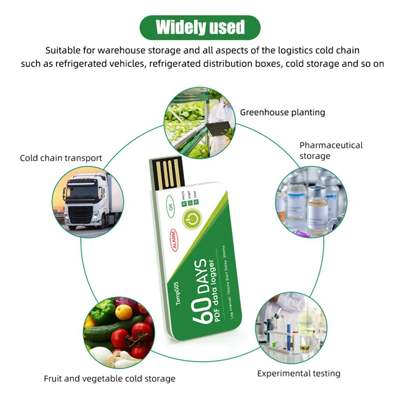 N01R-4X 60 Days USB Temperature Data Logger -30 ℃-+60 ℃ Report With App IP67 Disposable High-Precision Recorder With Warning