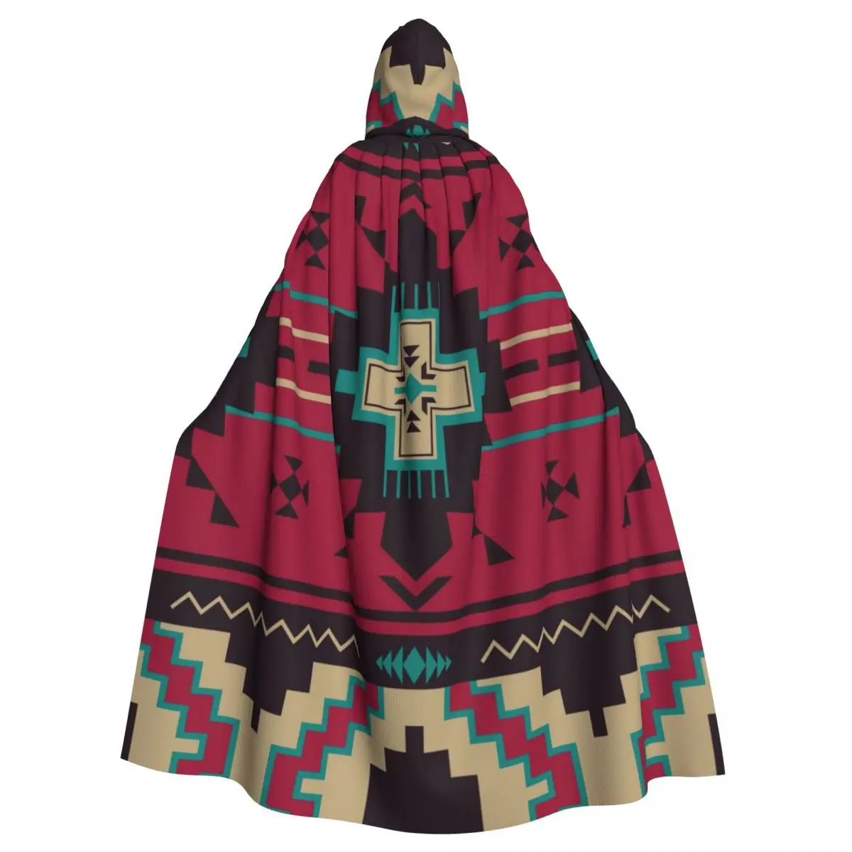 Hooded Cloak Unisex Cloak with Hood Aztec Ethnic Pattern Cloak Vampire Witch Cape Cosplay Costume