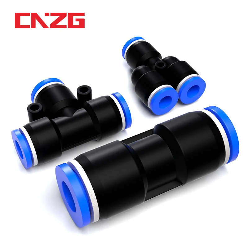 PE PG PY PW Air Connectors 4 6 8 10 12mm Pneumatic Fitting Quick Connect Tee 3Way Plastic Pipe Water Hose Tube Connector