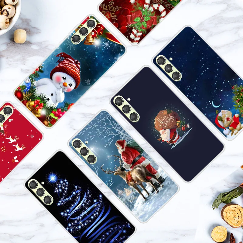 lCZuBZI Christmas Soft Case for Samsung A24 4G Painted Elk TPU Protective case for Galaxy A24 Phone Cover Anti-fall Funda Happy