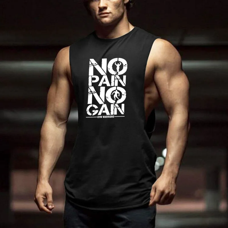 Summer Gym Fitness Workout Muscle Vests Cotton Breathable Open Side Dot Tank Tops Mens Bodybuilding Sleeveless Casual T-shirts