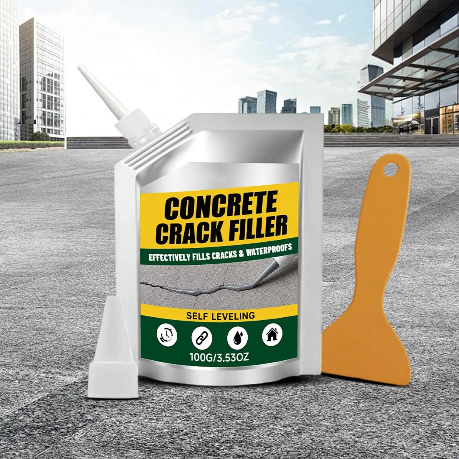 100g Crack Filler Concrete Repair Self-leveling Cement Sealant Concrete Hole Filler Masonry Gap Filler for Wall Driveway Floor