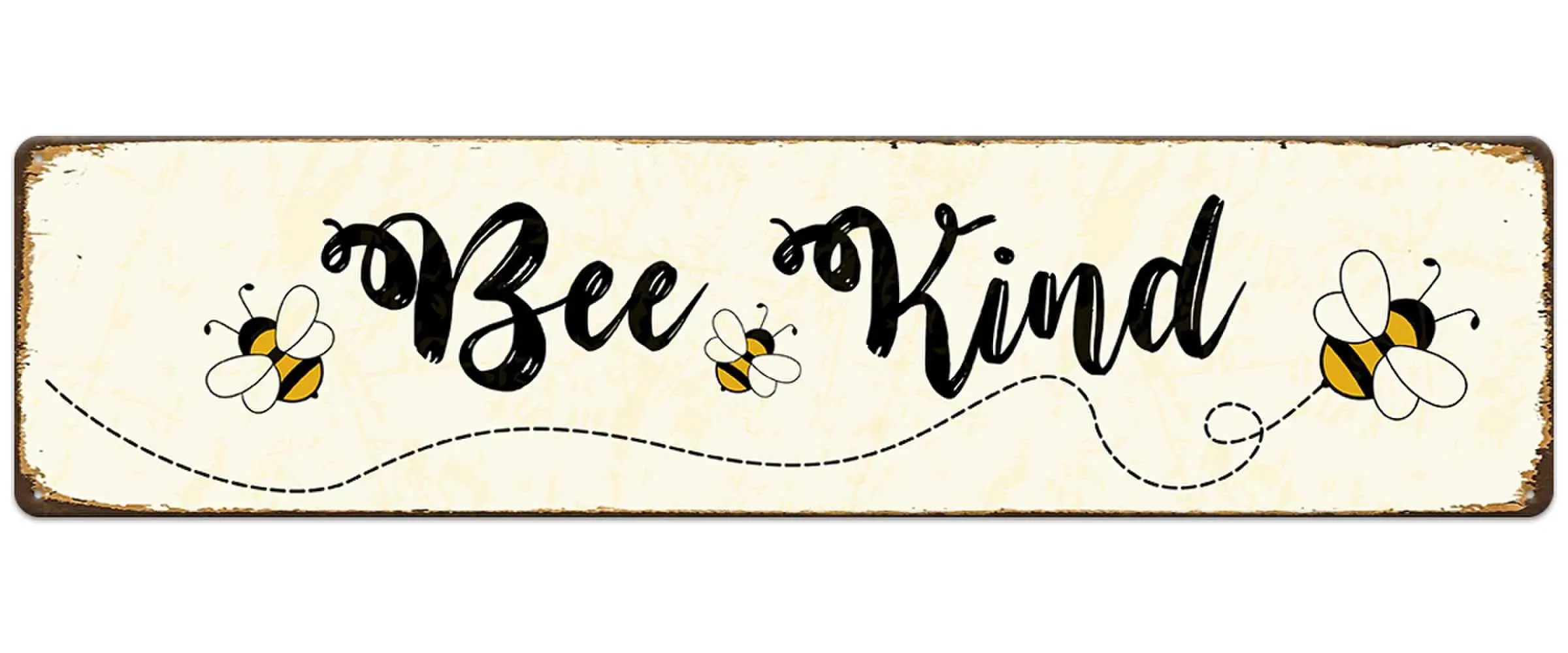 Bee Kind Metal Tin Sign Positive Quote Wall Art Decoration Inspirational Bee Painting Home Farmhouse Kitchen Living Room Bedroom