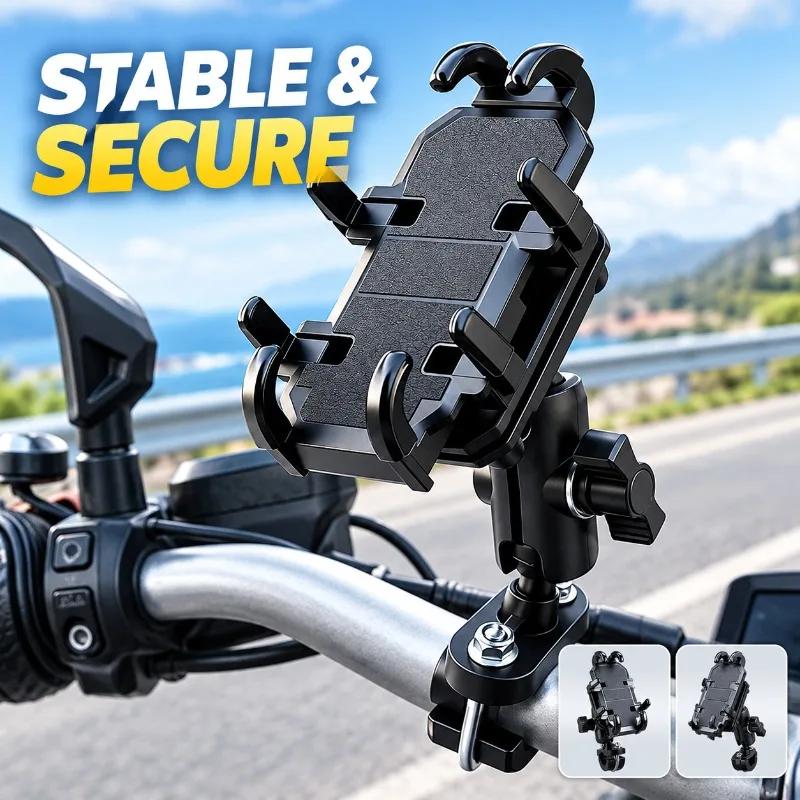 Octopus Motorcycle Phone Holder Shockproof Anti‑Vibration Handlebar Mount 360° Rotatable Bracket for E‑Bike Scooter Rider