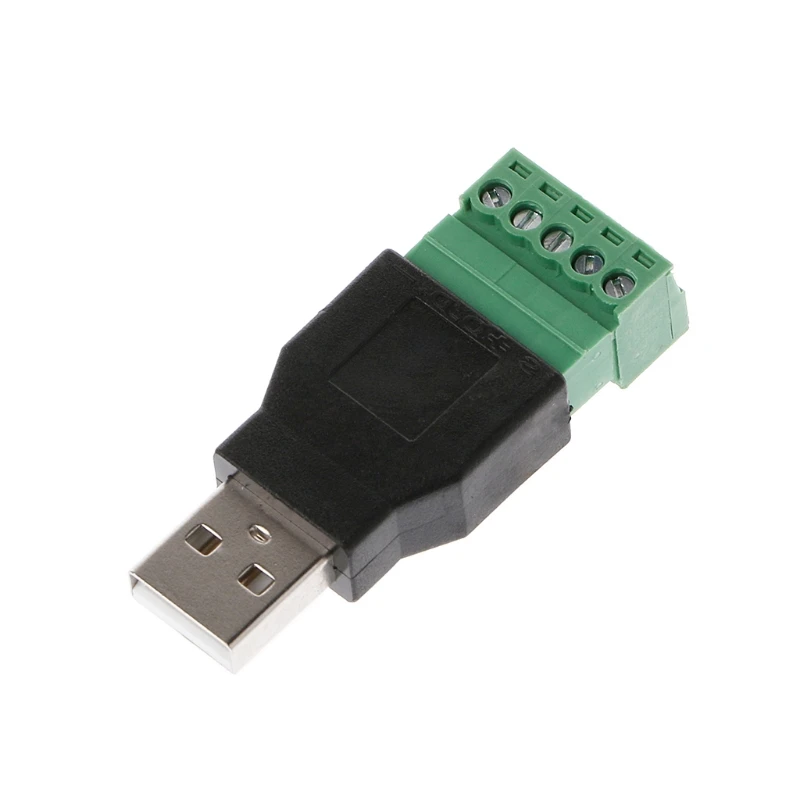 USB 2.0 Type A Male/Female to 5P Screw for w/ Shield Terminal Plug Adapter Conne