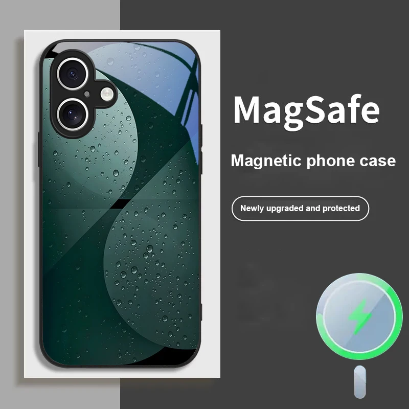 

Glistening water droplets For iPhone 17 Pro Max 16E 15 Pro 14 13 Plus 12 mini 11 XR Xs X 7 8 16 17 Air Magsafe Glass Phone Case