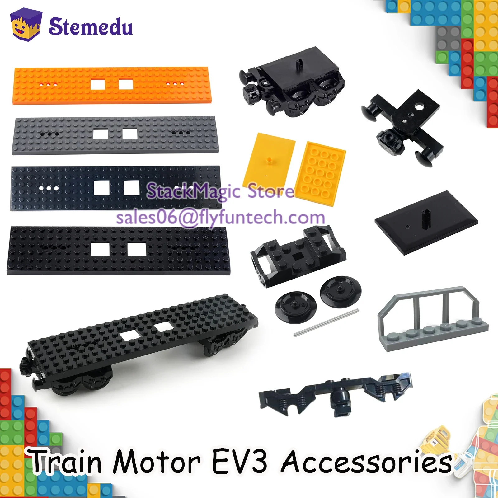 

MOC City Train Base Wheel Tracks Top Base Plate Building Blocks Bricks Train Motor EV3 Accessories DIY for Legoeds 4025 92336