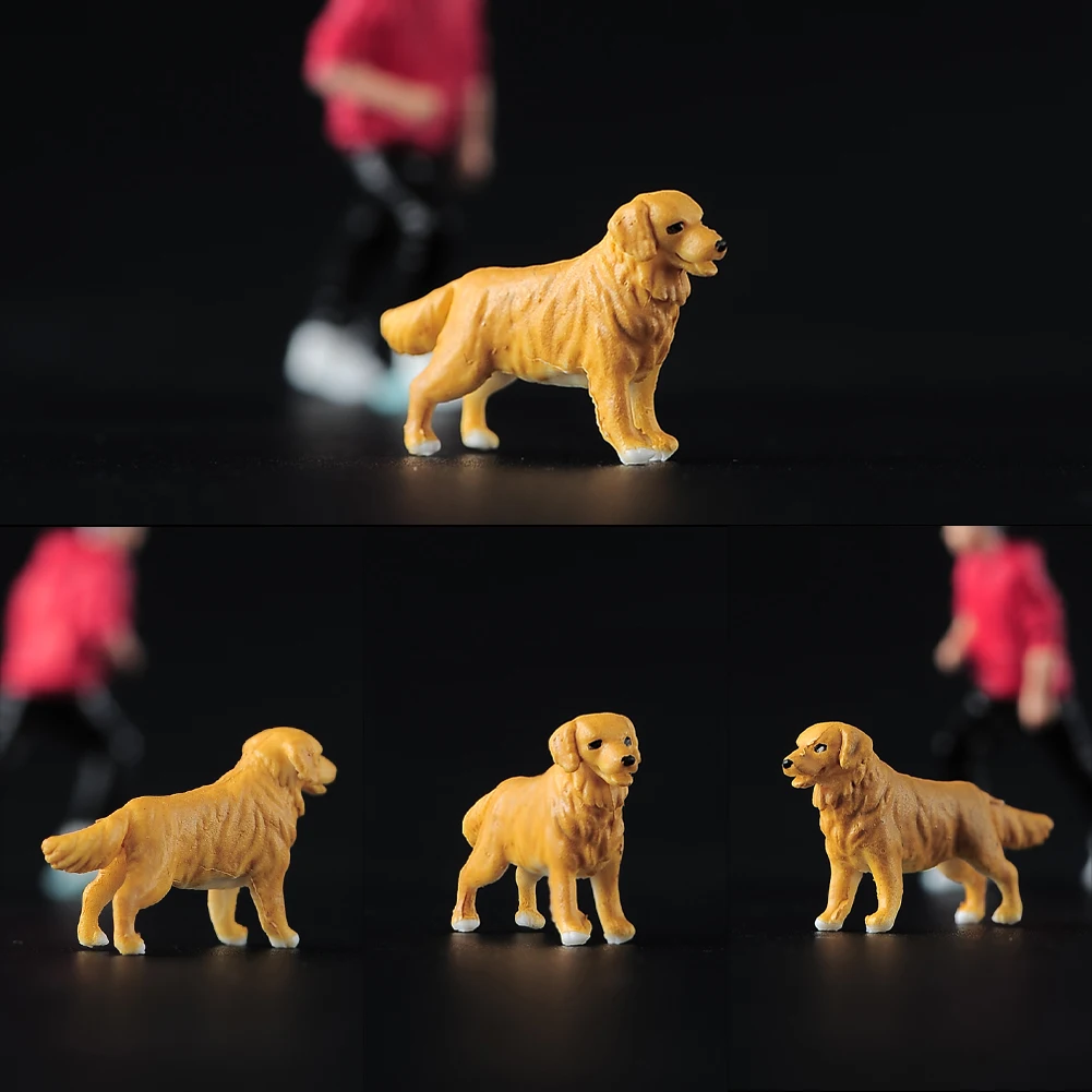 1/64 Handmad Painted Golden Retriever Dog  Animal Furniture Girl Man Diorama Scene Props Miniatures Figures Model For Cars