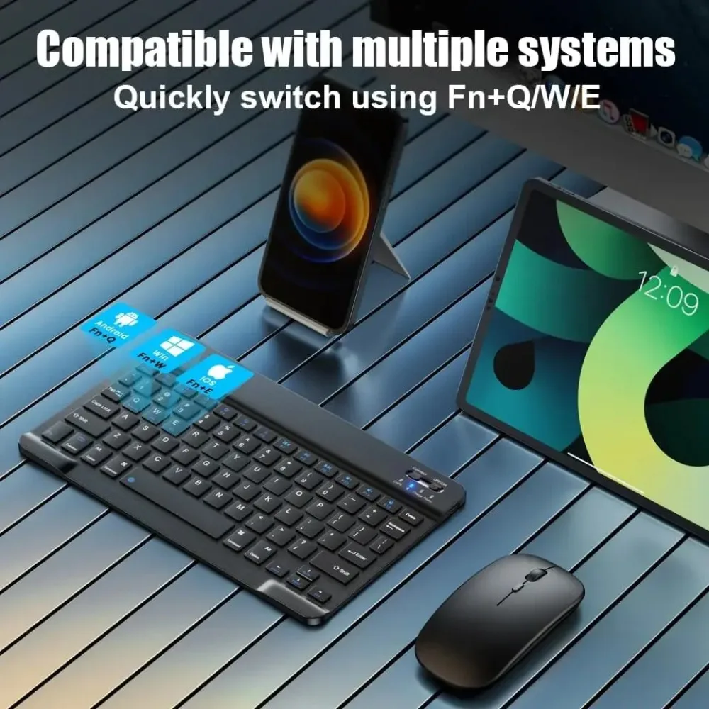 Teclado recarregável Bluetooth para iPad 10a geração iPad Pro 13 12 11 10 polegadas iPad Air 13 11th iPad Samsung Xiaomi Tablets