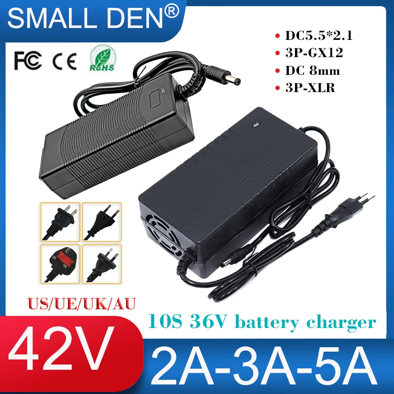 42V 2A/3A/5A Lithium battery Smart Charger AC 110-240V 210W for 10S 36V E-two wheeler/bike/M365 Scooter fast Charger US/EU/UK/AU