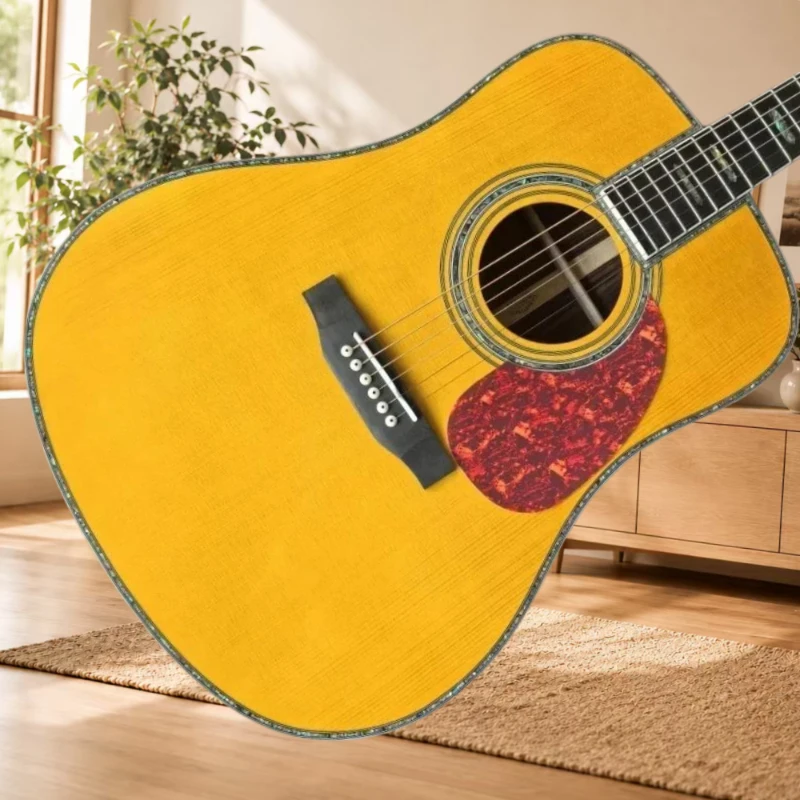 2026 Yellow D45 Solid Top Ebony Neck Fir Body Professional Folk Guitar Beginners Edition Dynamic Excellent Rich Free Delivery