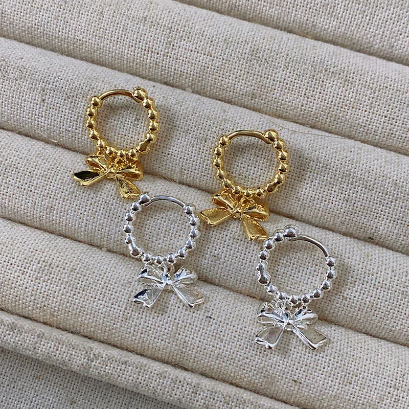 ANENJERY Sweet Girl Bow Ins Hoop Earrings for Women personal Cool Jewelry Gifts