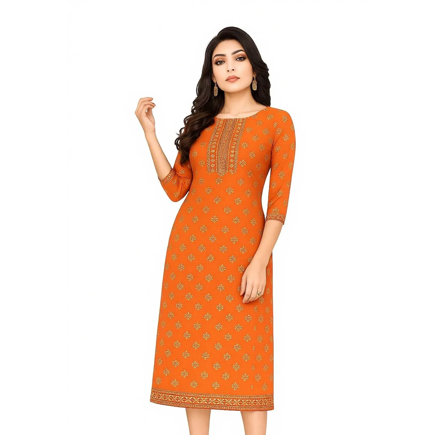 فستان كاجوال للنساء المسلمات كورتا على الطراز الوطني مستقيم غير رسمي عرقي Abito Donna Musulmana فستان نسائي عباية بحاشية شق #5