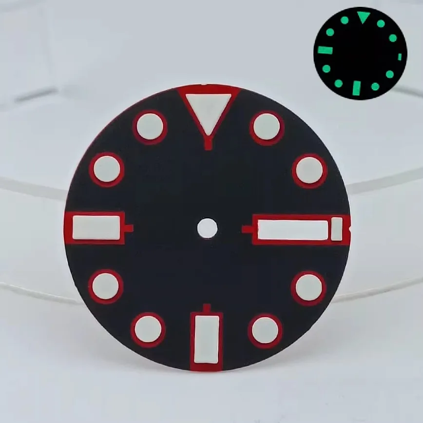 NH36หน้าปัดสีขาวน้ำเงินดำ28.5มม. หน้าปัดไม่มีโลโก้สีเขียวเรืองแสงสำหรับชิ้นส่วนนาฬิกาเคลื่อนไหว NH36