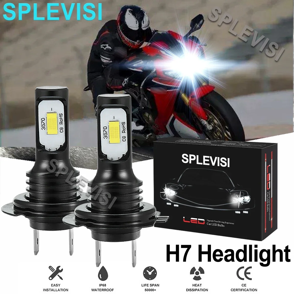 

2x70W 6000K pure white Motorcycle LED Headlight Kit For CBR125R CBR1000RR CBR500R CBR929RR CBR954RR luces led para moto