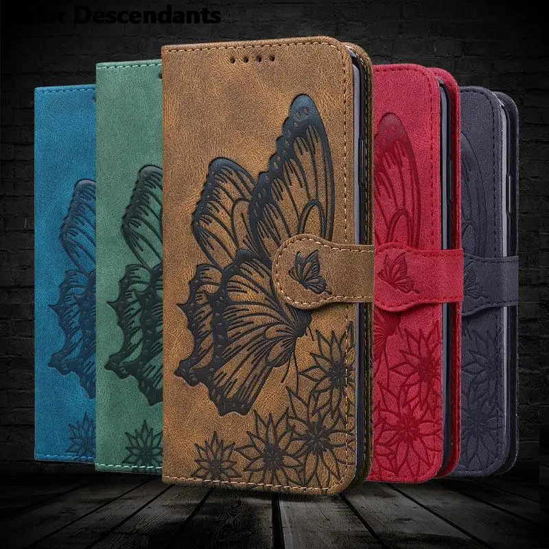 Retro Big Butterfly Flip Leather Phone Case For Samsung Galaxy S21 S20 FE Plus Ultra A11 A21 A21S A51 A71 Card Holder Book Cover