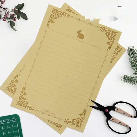 Bilashmart 200 Sheets of Letter Paper Set, Vintage Style Letter Paper, Retro Exquisite Simple Letter Writing Practice Calligraphy, Floral Border Yellow Lined Paper, Essential Office Supplies for Students