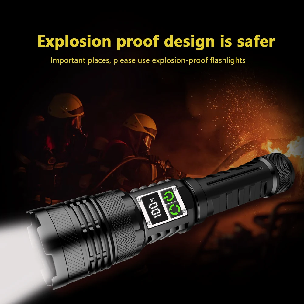 Most Powerful Explosion-proof LED Flashlight Strong Light Lantern USB Rechargeable Long Range Tactical Torch Lamp