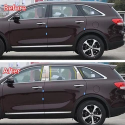 For Kia Sorento 2009- 2013 2014 2015 2016 2017-2020 Window B C Pillar Column Trims Strip Covers Stainless Steel Car Accessories