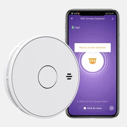 WiFi Smart Smoke Detector with 10 Years Battery, WiFi Fire Alarm with Tuya App, Conforms to EN14604, VS02W