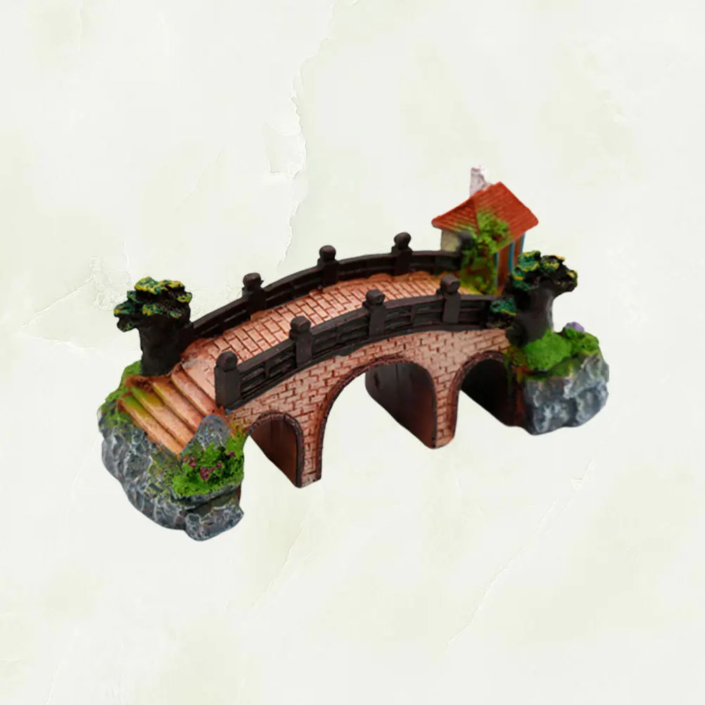 

Middle Size Three Hole Bridge Aquarium Pavilion Fish Tank Decoration Resin Craft Artificial Aquarium Bridge Ornament for Fish