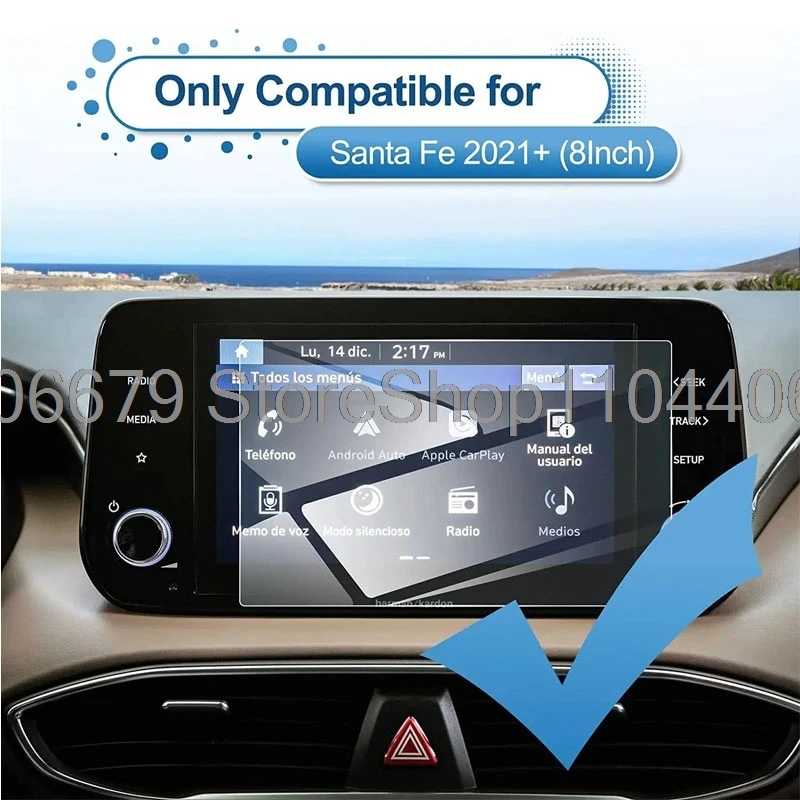 واقي شاشة من الزجاج المقسى لسيارة Hyundai Santa Fe TM 2022 2021 8 بوصة أو 10.25 بوصة ملاحة السيارة نظام تحديد المواقع المضادة للخدش