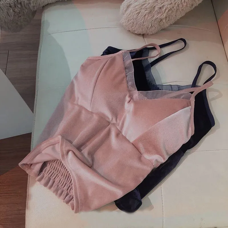 Women Tube Top Gold velvet Soft Comfortable Crop Top Sexy Camisole Wireless Tanks Wrapped Chest V-Neck Sleeveless Underwear