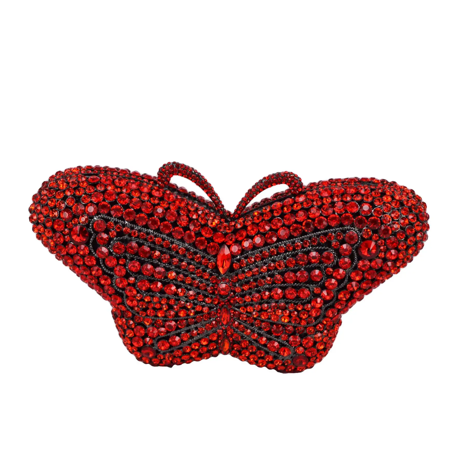 

Fashion Animal Designer Women Butterfly Diamond Red Clutch Purse Minaudiere Evening Bags for Ladies Bridal Crystal Handbags